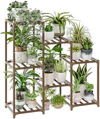 Three-Tier Wooden Plant Stand for Indoor/Outdoor Use
