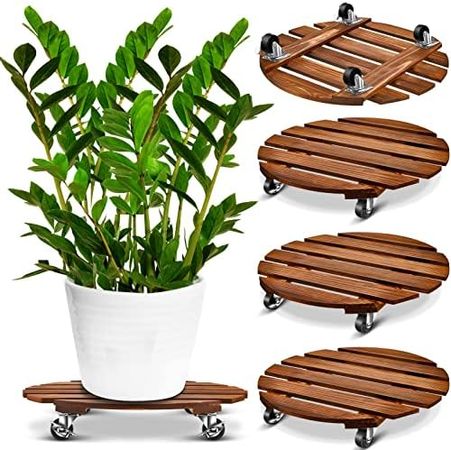 Heavy-Duty Rolling Plant Stand with Lockable Wheels (4-Pack, 16")
