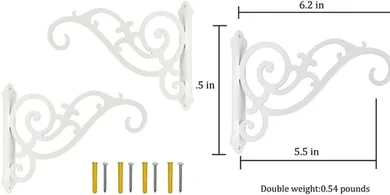 YOYOSO White Hanging Planter/Feeders Brackets (2-pack, 6-inch)