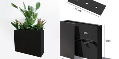 Large Black Metal Rectangular Planter for Patio or Porch
