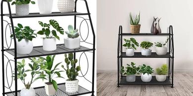 Black Heavy-Duty 3-Tier Metal Plant Stand (Indoor/Outdoor)
