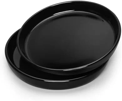 Black Ceramic Plant Saucers (2-pack, 6-14 inch)