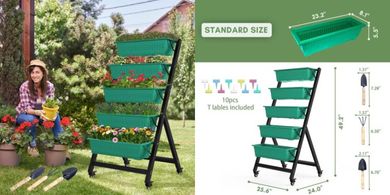 TOREVSIOR 5-Tier Vertical Garden: Indoor/Outdoor Planter for Herbs, Flowers, & Vegetables
