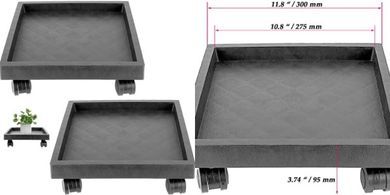 Heavy-duty rolling plant caddy (2-pack, 11.8" square)
