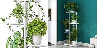 White 4-Tier Metal Plant Stand for Indoor/Outdoor Use
