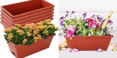 Red Plastic Window Box Planters (7-pack, 17-inch)