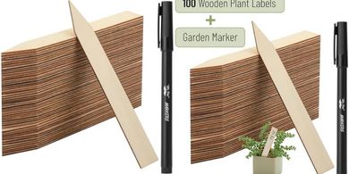 100 Wooden Plant Markers (6") with Marker Pen
