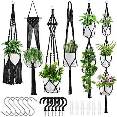 Handmade Macrame Plant Hangers (6-pack) for Indoor Décor
