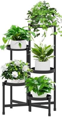 Foldable 5-Tier Corner Plant Stand for Home & Garden
