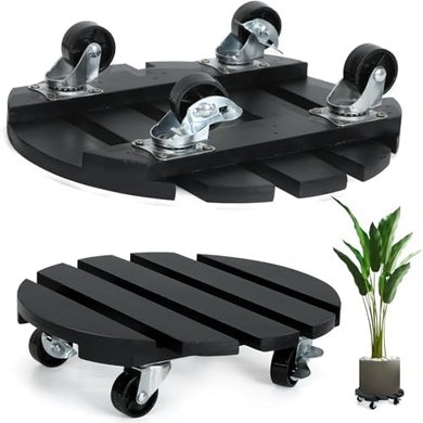 Heavy-duty rolling plant stand (2-pack, 11", black, lockable wheels)