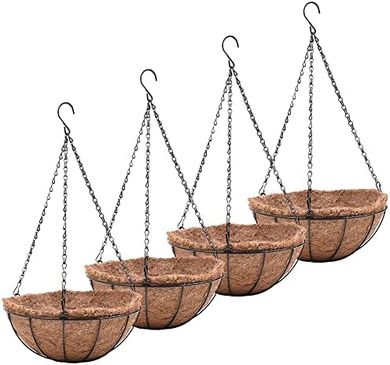 8-inch Round Metal Hanging Planters (4-pack) with Coco Liners
