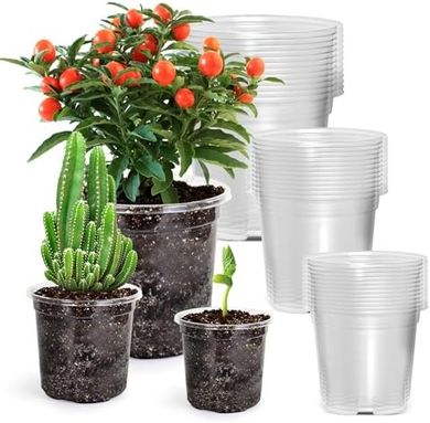 Reinforced Clear Nursery Pots with Drainage: 36 Pack Variety
