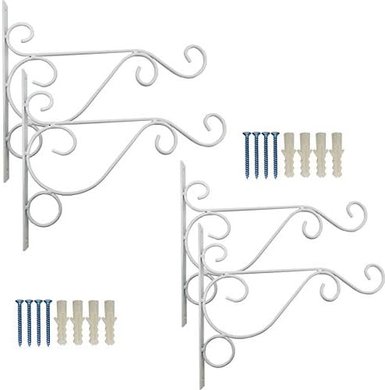 White Metal Plant & Lantern Wall Hooks (4-pack)