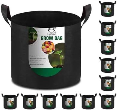 Heavy-duty 12-pack 3-gallon grow bags with handles
