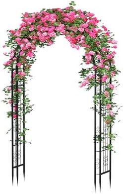 Black Steel Garden Arch Trellis for Climbing Plants
