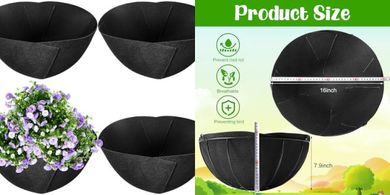 Adnee Felt Planter Liners: 4 Round, 16-inch Hanging Baskets
