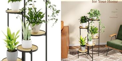 Bamworld 5-Tier Foldable Metal Plant Stand (Indoor/Outdoor)
