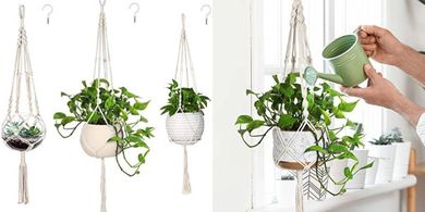 MIPON 3-Pack Macrame Plant Hangers (3 sizes, ivory)
