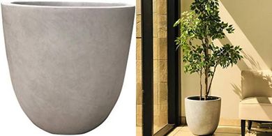 Kante 18" Round Concrete Planter with Drainage (Indoor/Outdoor)
