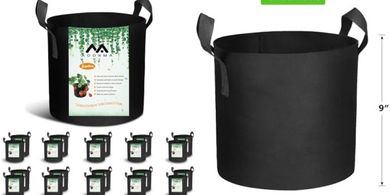 Heavy-duty 3-gallon grow bags (20-pack) with handles.
