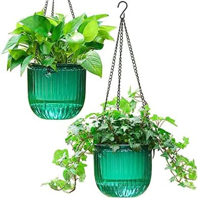 Melphoe Self-Watering Hanging Planters (2-pack, 6.5", Emerald)
