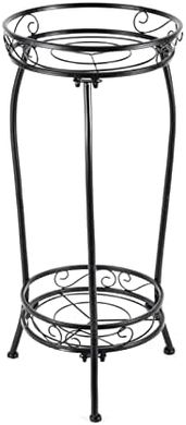 Black Metal 2-Tier Plant Stand (27.1", Heavy Duty, Rustproof)
