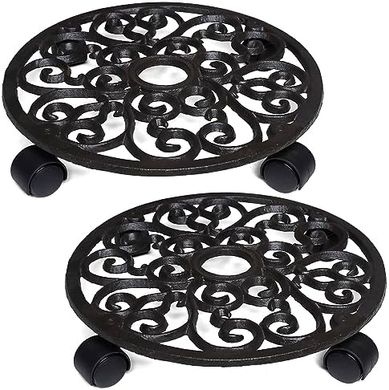 Heavy-duty cast iron plant caddies with wheels (2-pack, 11-inch)
