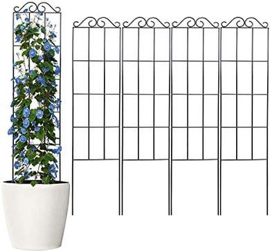 ARIFARO Black Metal Garden Trellises (4-pack) for Climbing Plants
