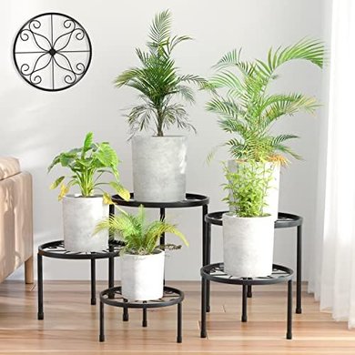Heavy-duty, anti-rust metal plant stands (5-pack black)