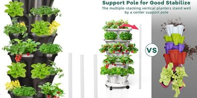 Black 6-Tier Vertical Garden Tower Planter
