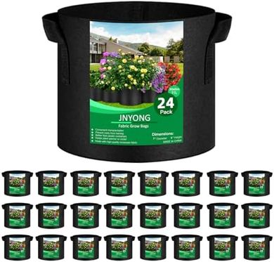 Heavy-duty 3-gallon grow bags (24-pack) with handles
