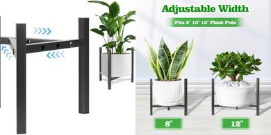 Adjustable Metal Plant Stand for 8-12" Pots (Indoor/Outdoor)
