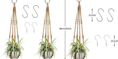 Augshy Macrame Plant Hangers (2-pack, 35"): Indoor/Outdoor Decor
