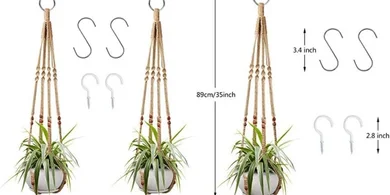 Augshy Macrame Plant Hangers (2-pack, 35"): Indoor/Outdoor Decor