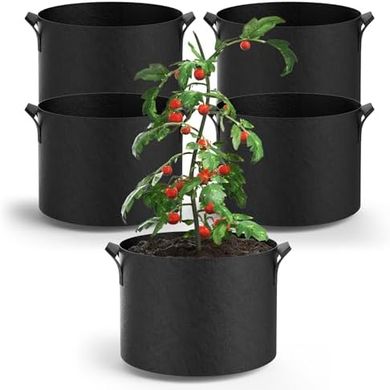 5-Pack 5-Gallon Thickened Grow Bags with Handles for Plants
