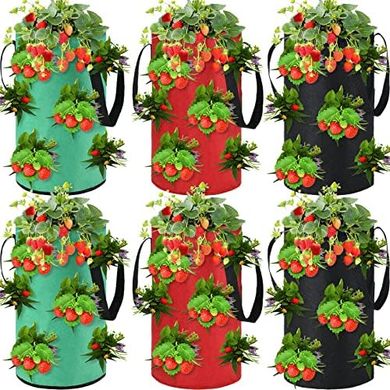 Hanging Fabric Grow Bags for Tomatoes, Herbs & Strawberries (Green)
