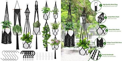 Handmade Macrame Plant Hangers (6-pack) for Indoor Plants
