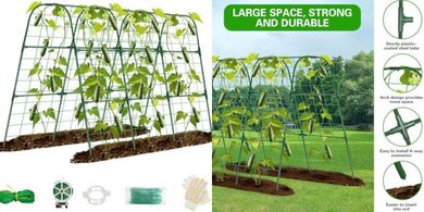 48" Metal U-Shaped Trellis for Raised Bed Vegetables & Vines
