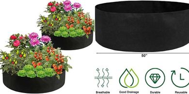 Heavy-duty fabric raised garden beds (2-pack, 100-gallon, round)
