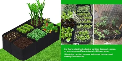 CJGQ 4x2x1ft Fabric Raised Garden Bed (55 Gallon)