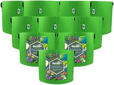 10-Pack 5-Gallon Breathable Grow Bags with Handles (Green)
