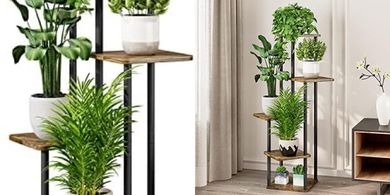 AZERPIAN 5-Tier Black Metal Plant Stand
