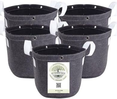 Heavy-Duty Grow Bags (5-pack, 10-gallon) for Fruits, Vegetables & Flowers
