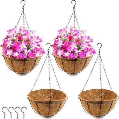 TIHOOD 4-Pack 12" Hanging Planters with Coco Liners
