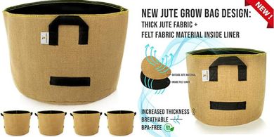 Golden State 10-Gallon Jute Grow Bags (5-Pack, Biodegradable)
