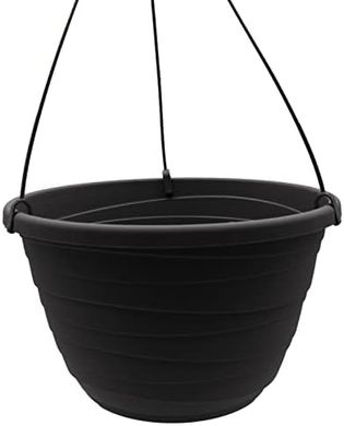 HC 11" Wrapt Hanging Planter: Lightweight Black Plastic Basket
