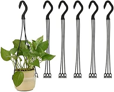 Black Cosmos Hanging Planter Hooks (6-pack) for Indoor/Outdoor Use
