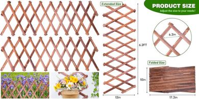 Expandable Wooden Lattice Fence & Trellis for Climbing Plants
