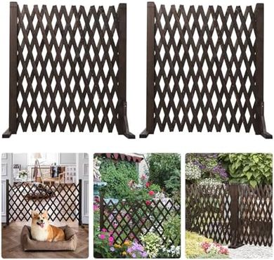 Nisorpa Retractable Wooden Fence: Expandable Trellis & Pet Gate
