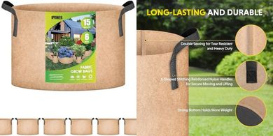 iPower 15-Gallon Heavy-Duty Grow Bags (6-pack)
